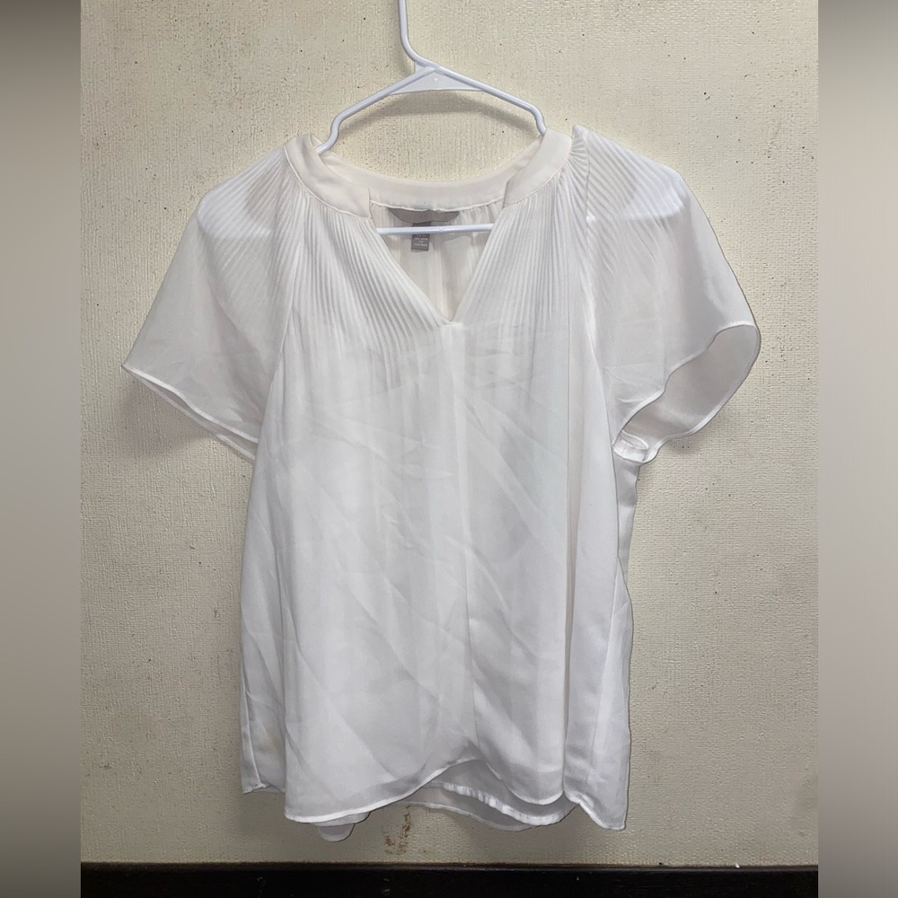 H&M White Blouse with Pleated Design